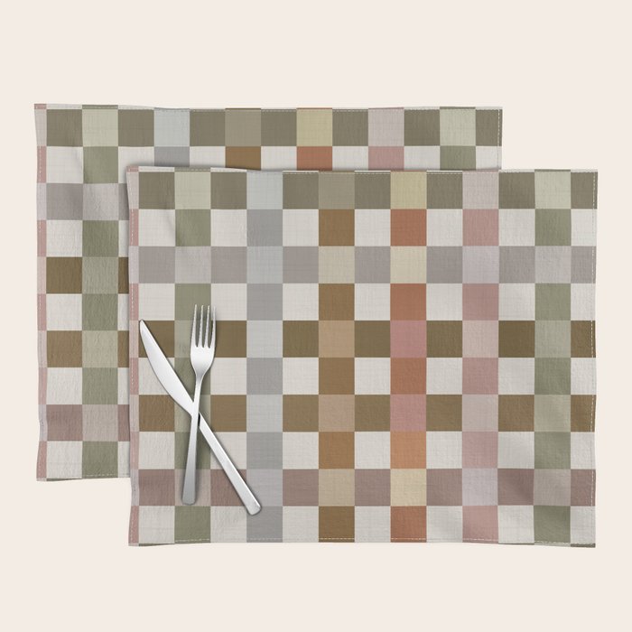 Harvest 2025 Cozy Autumn Plaid Rustic Fall Checkered Pattern Earthy Placemat Gallery Image 1