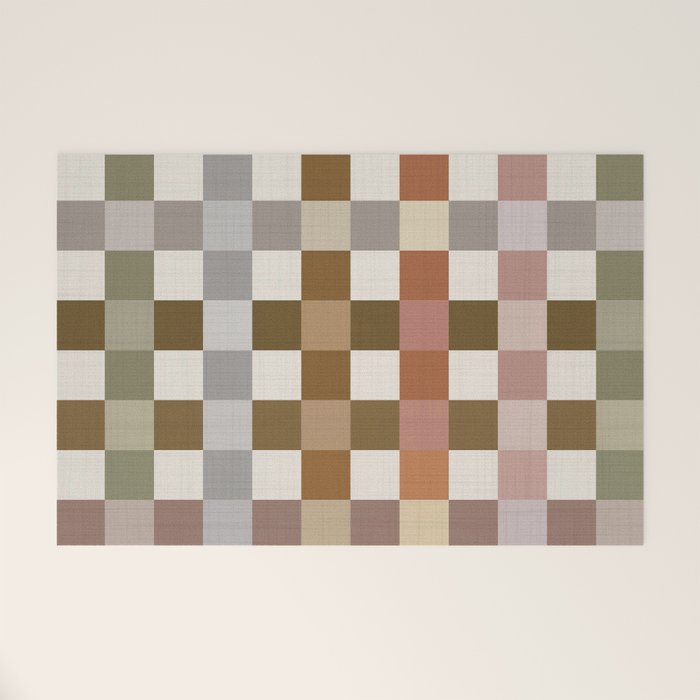 Harvest 2025 Cozy Autumn Plaid Rustic Fall Checkered Pattern Earthy Welcome Mat Gallery Image 1