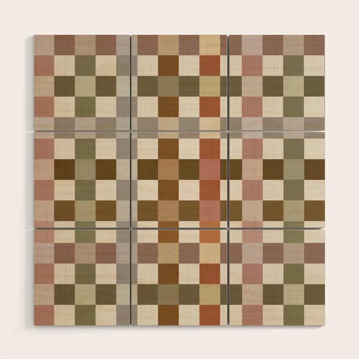 Harvest 2025 Cozy Autumn Plaid Rustic Fall Checkered Pattern Earthy Wood Wall Art Gallery Image 1