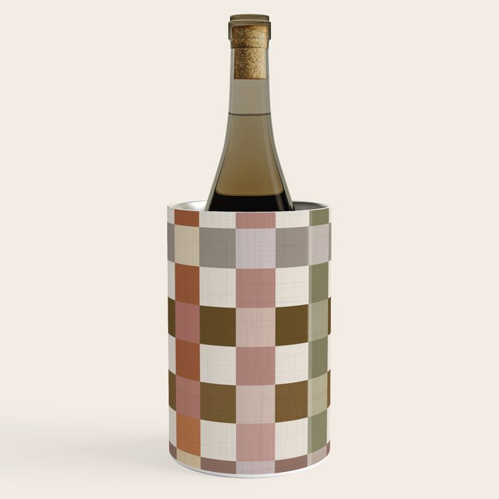 Harvest 2025 Cozy Autumn Plaid Rustic Fall Checkered Pattern Earthy Wine Chiller Gallery Image 3