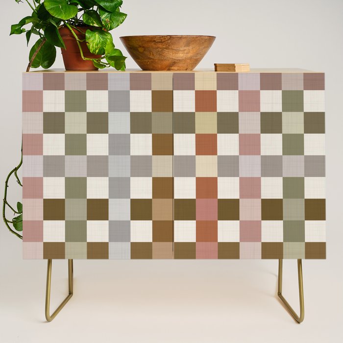 Harvest 2025 Cozy Autumn Plaid Rustic Fall Checkered Pattern Earthy Credenza Gallery Image 1