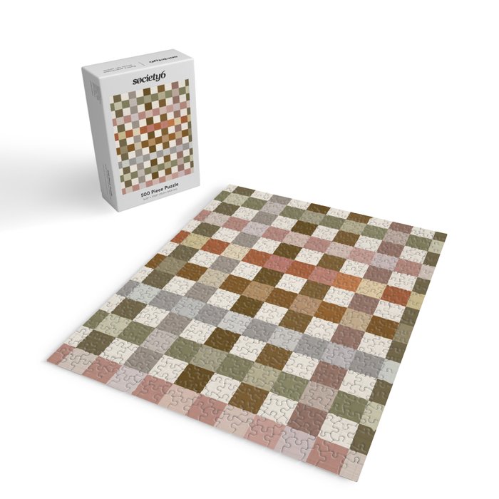 Harvest 2025 Cozy Autumn Plaid Rustic Fall Checkered Pattern Earthy Jigsaw Puzzle Gallery Image 2