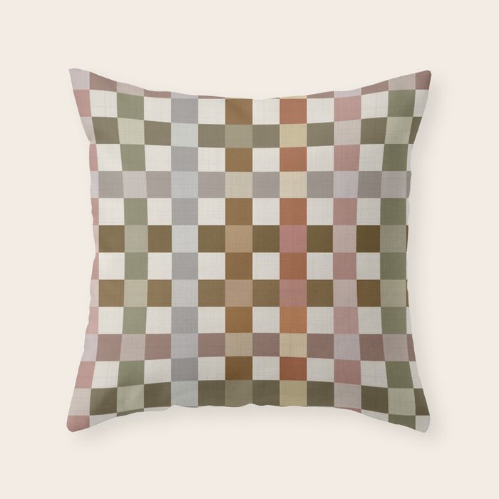 Harvest 2025 Cozy Autumn Plaid Rustic Fall Checkered Pattern Earthy Throw Pillow Gallery Image 6