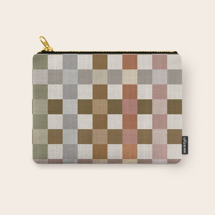 Harvest 2025 Cozy Autumn Plaid Rustic Fall Checkered Pattern Earthy Carry All Pouch Gallery Image 1