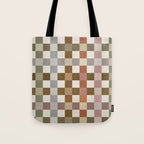 Harvest 2025 Cozy Autumn Plaid Rustic Fall Checkered Pattern Earthy Tote Bag Gallery Image 1