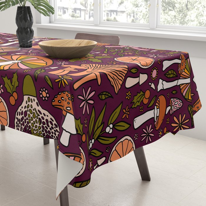 Holiday Mushroom Print Tablecloth Gallery Image 3