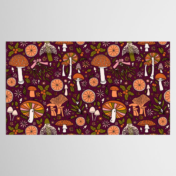 Holiday Mushroom Print Tablecloth Gallery Image 2