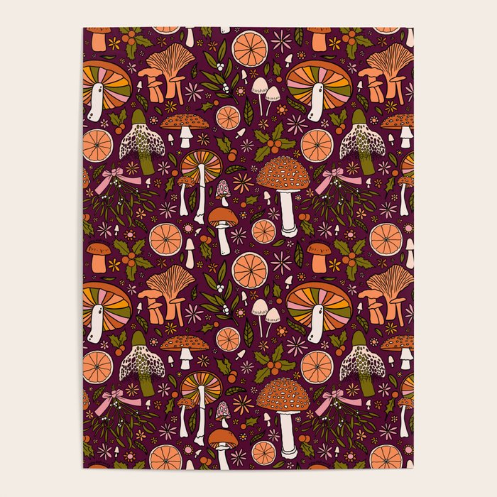 Holiday Mushroom Print Poster Gallery Image 1