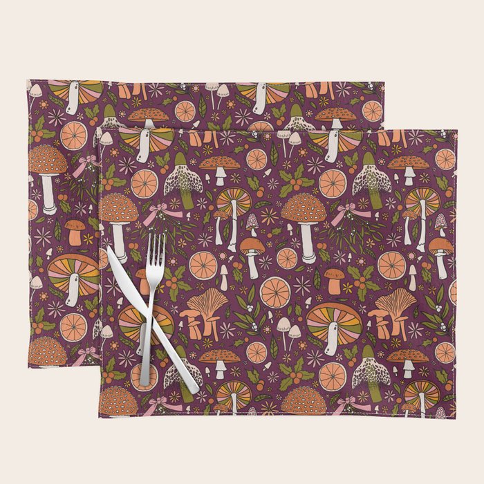 Holiday Mushroom Print Placemat Gallery Image 1