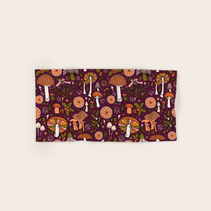 Holiday Mushroom Print Bath Towel Gallery Image 1