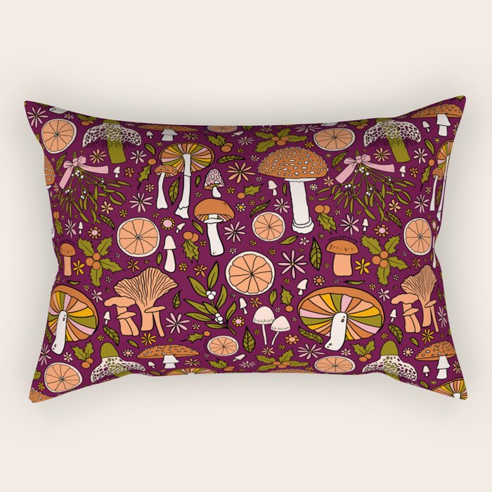 Holiday Mushroom Print Rectangular Pillow Gallery Image 2