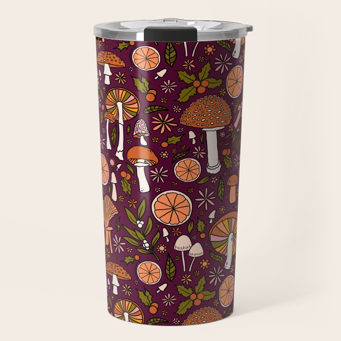 Holiday Mushroom Print Travel Mug Gallery Image 1