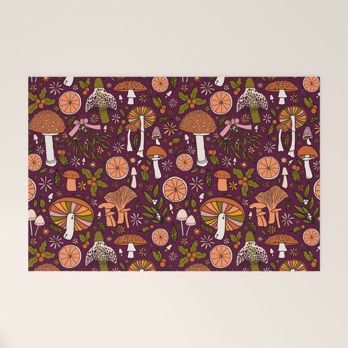 Holiday Mushroom Print Welcome Mat Gallery Image 1