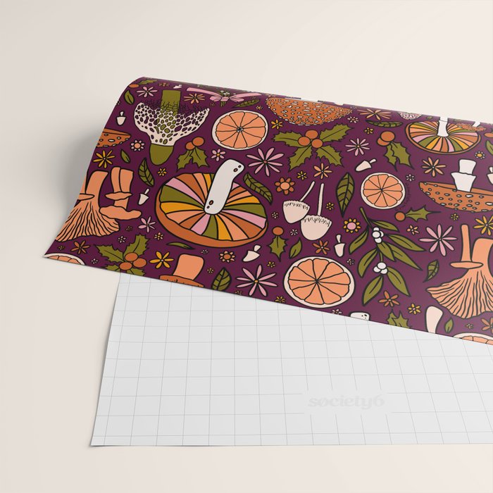 Holiday Mushroom Print Wrapping Paper Gallery Image 2