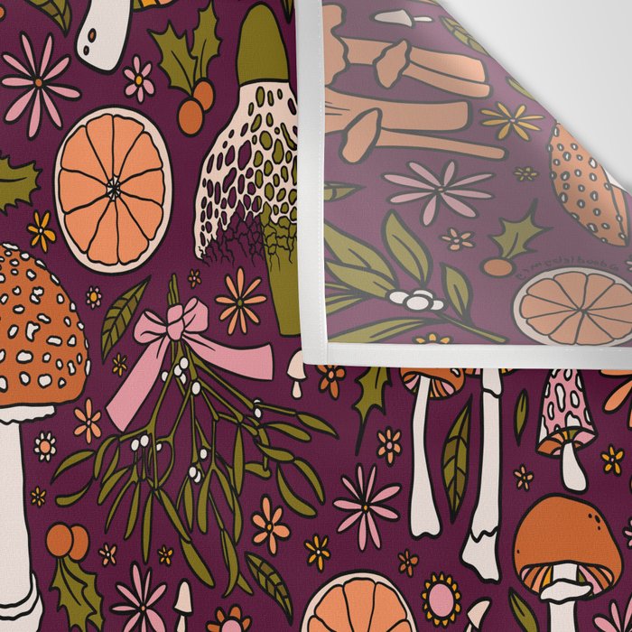 Holiday Mushroom Print Wall Tapestry Gallery Image 3