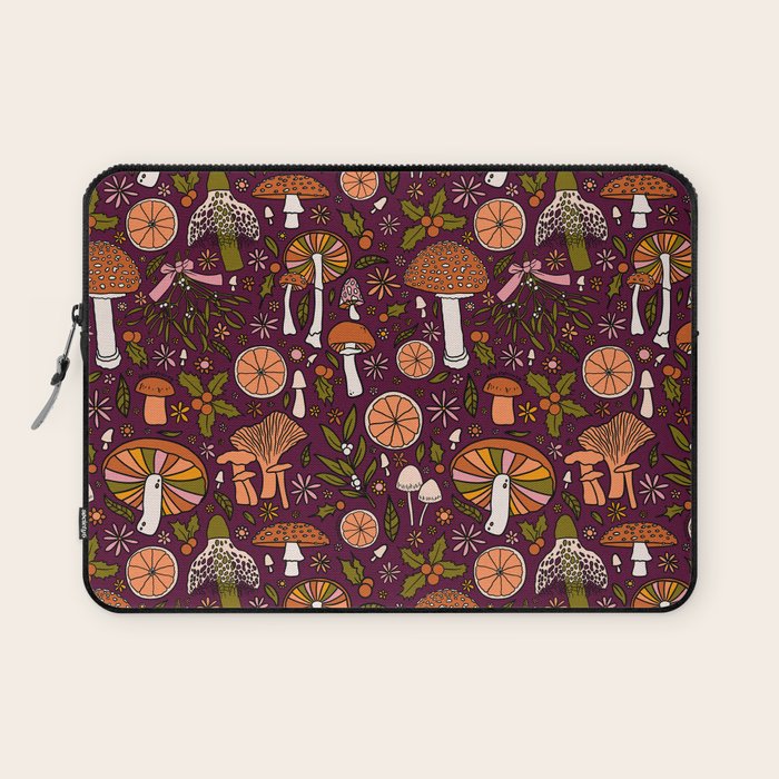 Holiday Mushroom Print Laptop Sleeve Gallery Image 1