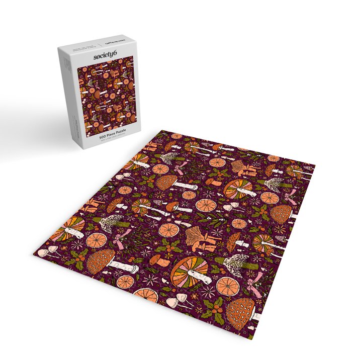 Holiday Mushroom Print Jigsaw Puzzle Gallery Image 2