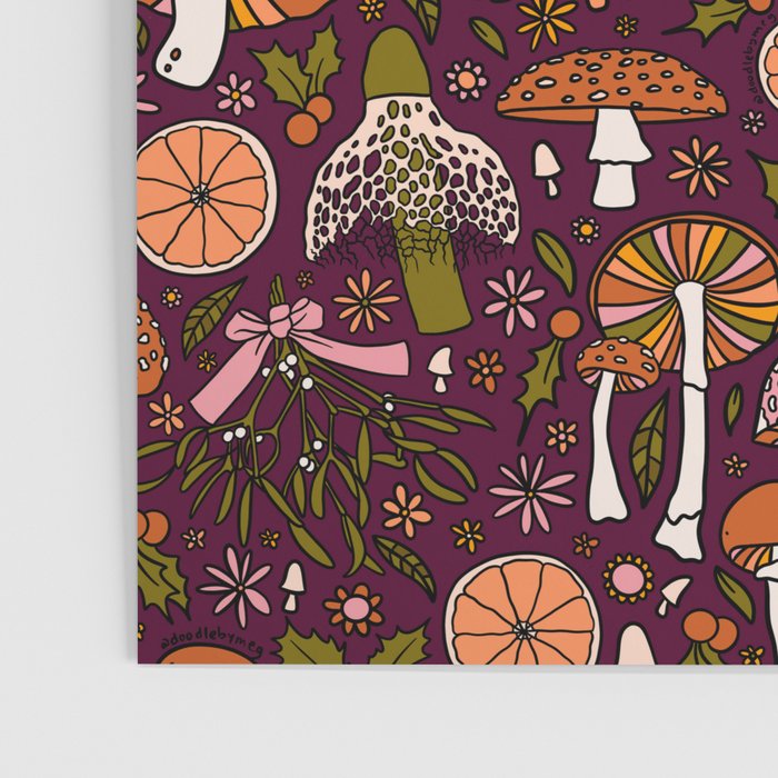 Holiday Mushroom Print Poster Gallery Image 3