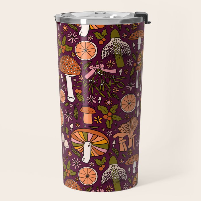 Holiday Mushroom Print Travel Mug Gallery Image 2