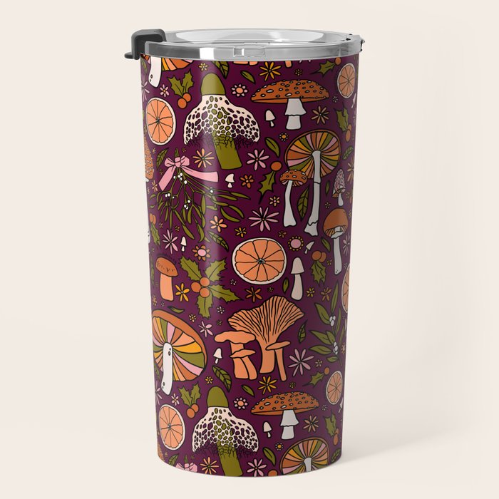 Holiday Mushroom Print Travel Mug Gallery Image 3