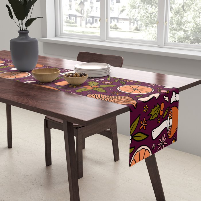 Holiday Mushroom Print Table Runner Gallery Image 2
