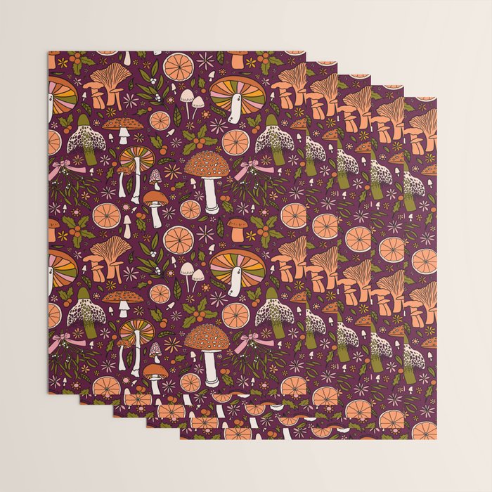 Holiday Mushroom Print Wrapping Paper Gallery Image 3