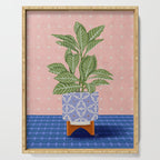 Patterned Pot Plant on Geometric Background Serving Tray Gallery Image 1