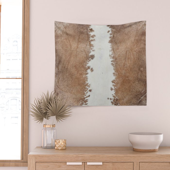Rustic Farm Cowhide Print Wall Tapestry Gallery Image 2