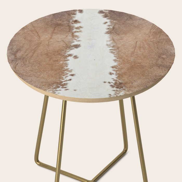 Rustic Farm Cowhide Print Side Table Gallery Image 2