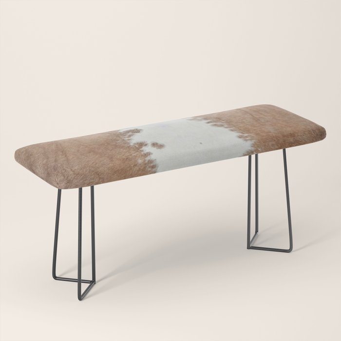 Rustic Farm Cowhide Print Bench Gallery Image 1
