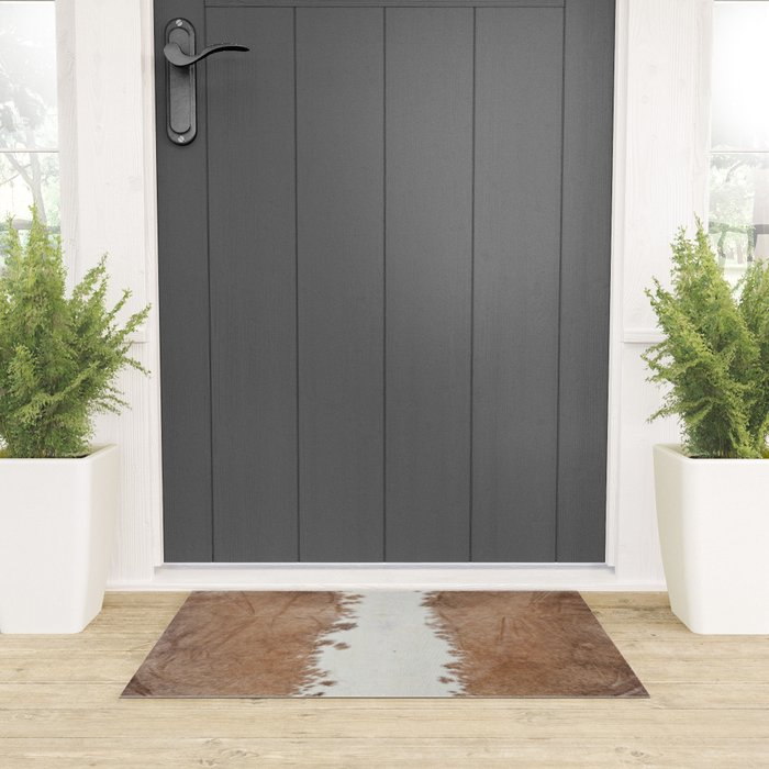 Rustic Farm Cowhide Print Welcome Mat Gallery Image 3