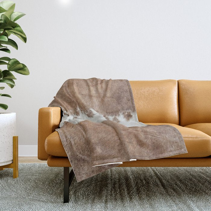 Rustic Farm Cowhide Print Throw Blanket Gallery Image 1