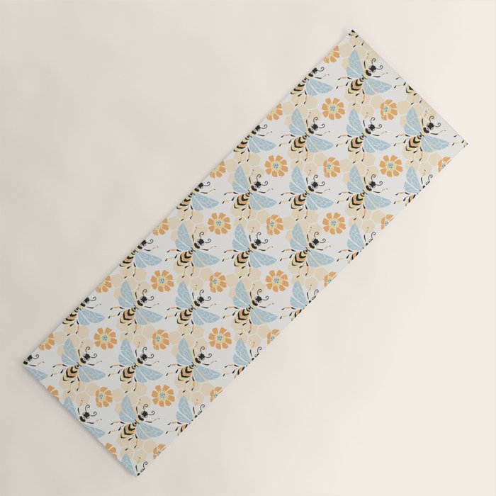 Honey Bee Abstract Pattern Yoga Mat Gallery Image 1