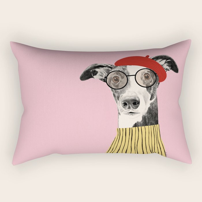French style greyhound dog portrait Rectangular Pillow Gallery Image 2