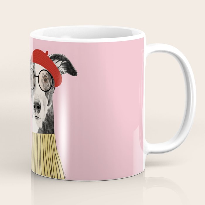 French style greyhound dog portrait Coffee Mug Gallery Image 1