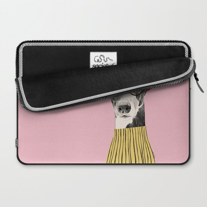 French style greyhound dog portrait Laptop Sleeve Gallery Image 2