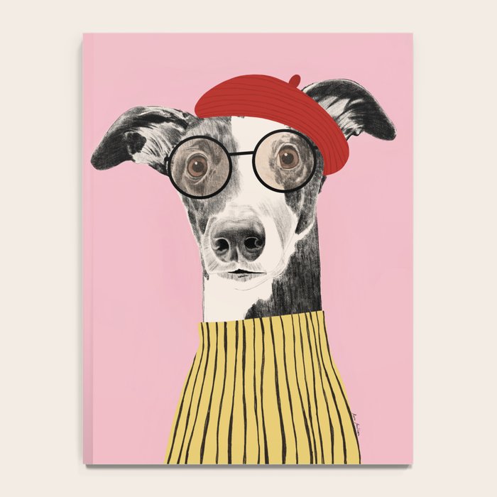 French style greyhound dog portrait Notebook Gallery Image 4