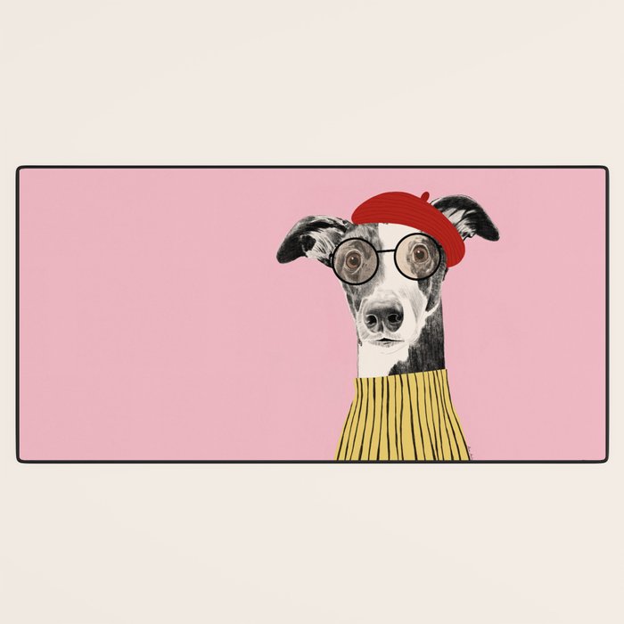 French style greyhound dog portrait Desk Mat Gallery Image 3