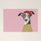 French style greyhound dog portrait Welcome Mat Gallery Image 1