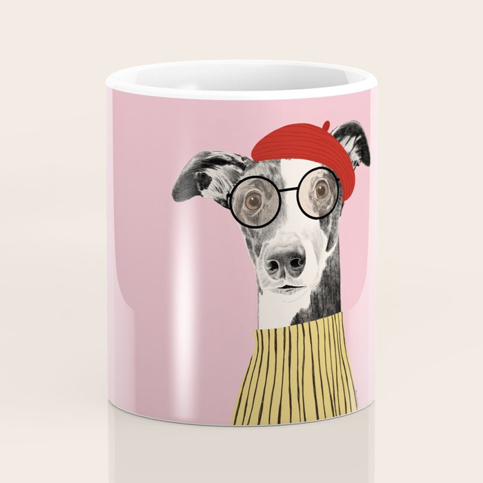 French style greyhound dog portrait Coffee Mug Gallery Image 4