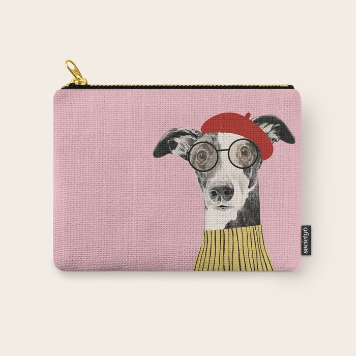French style greyhound dog portrait Carry All Pouch Gallery Image 1