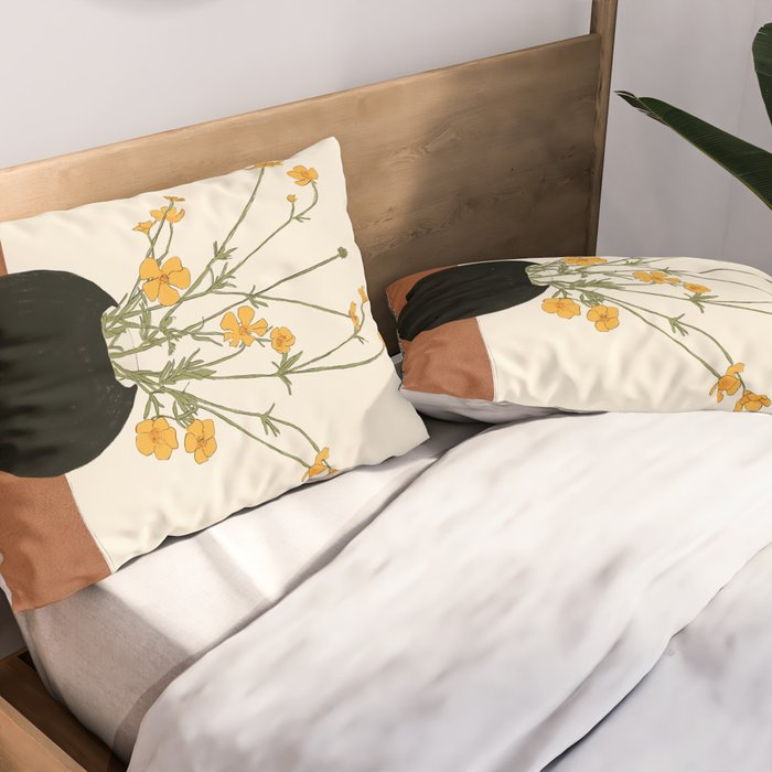 Blooming Wildflowers Yellow 2 Pillow Sham Gallery Image 2