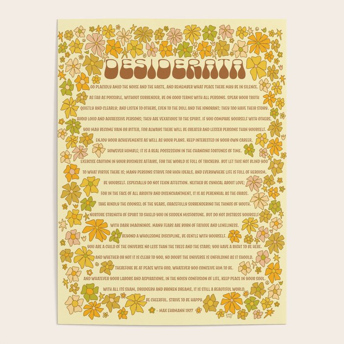 desiderata poem of peaceful living / retro art by surfy birdy Poster Gallery Image 1