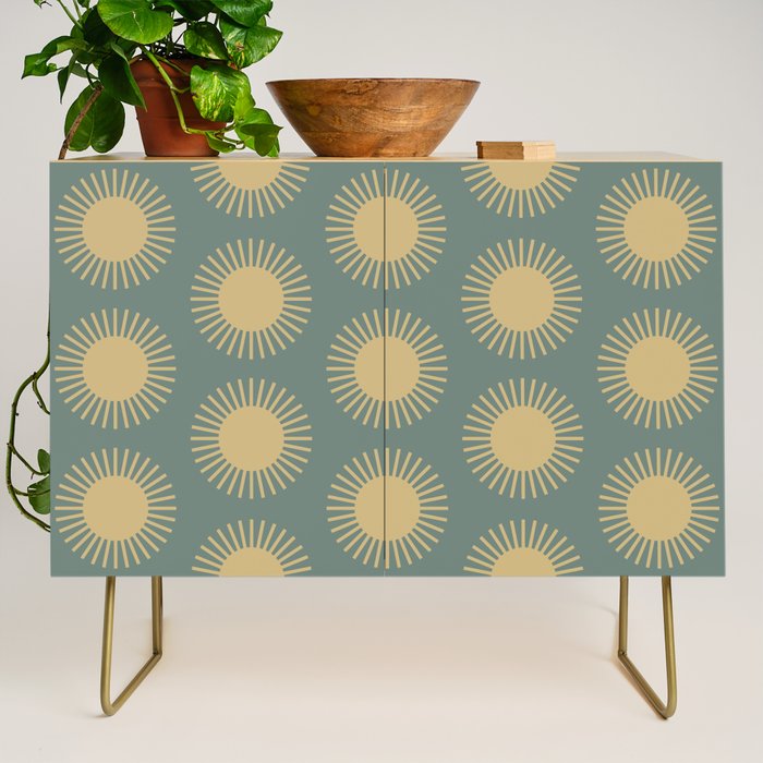 Boho Summer Sun Pattern XVI Neutral Earthy Sage Yellow Credenza Gallery Image 1