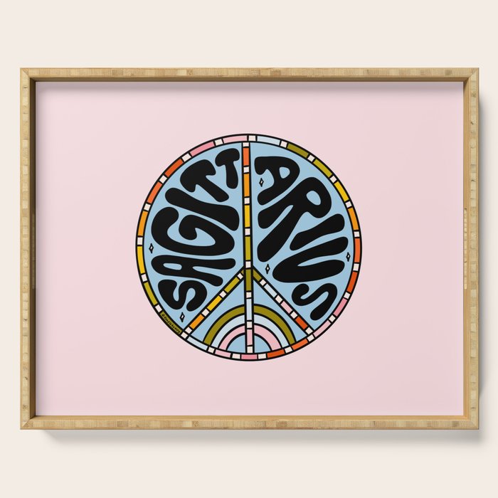 Sagittarius Peace Sign Serving Tray Gallery Image 1