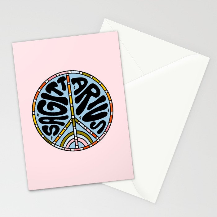 Sagittarius Peace Sign Stationery Card Gallery Image 2