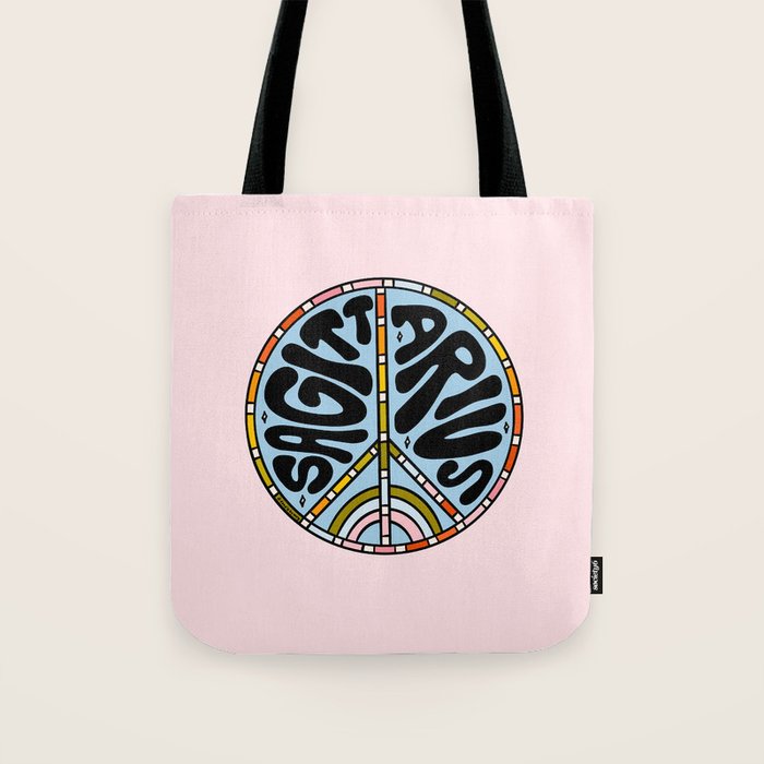 Sagittarius Peace Sign Tote Bag Gallery Image 1