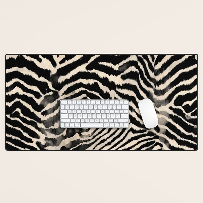 Modern Zebra Print Bold Monochrome Animal Pattern Abstract Jungle Desk Mat Gallery Image 1