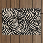 Modern Zebra Print Bold Monochrome Animal Pattern Abstract Jungle Outdoor Rug Gallery Image 1