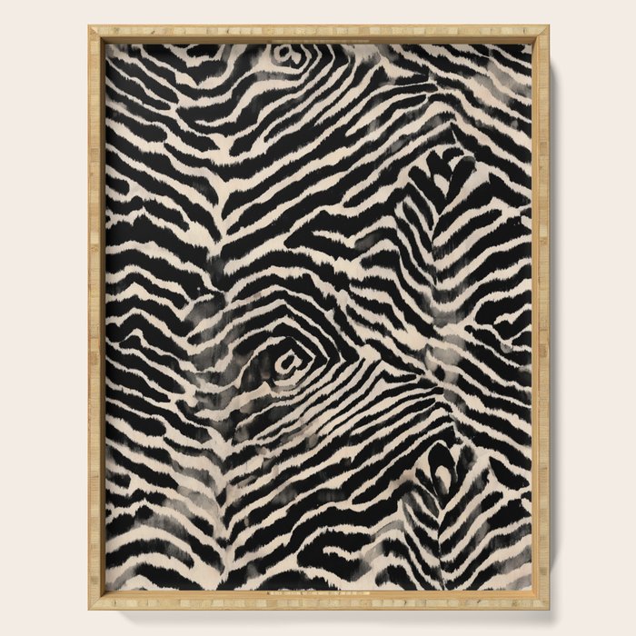 Modern Zebra Print Bold Monochrome Animal Pattern Abstract Jungle Serving Tray Gallery Image 1